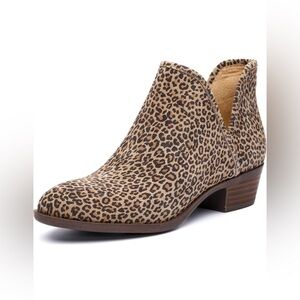 Lucky Brand Women’s Baley Leopard Print Leather Ankle Booties Size 10